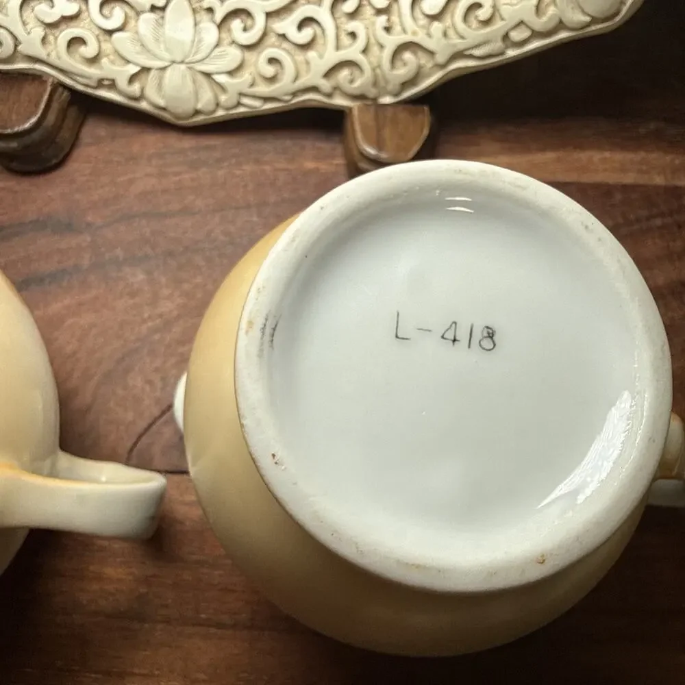 Hand Painted Porcelain Creamer Sugar Bowl Pink Roses Gold Trim Set Vintage